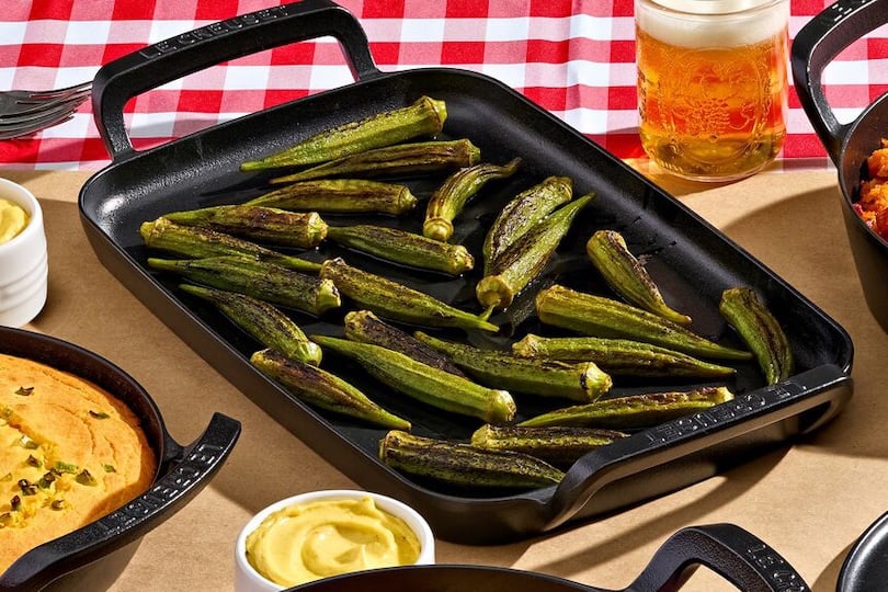 Charred Okra with Cajun Aioli